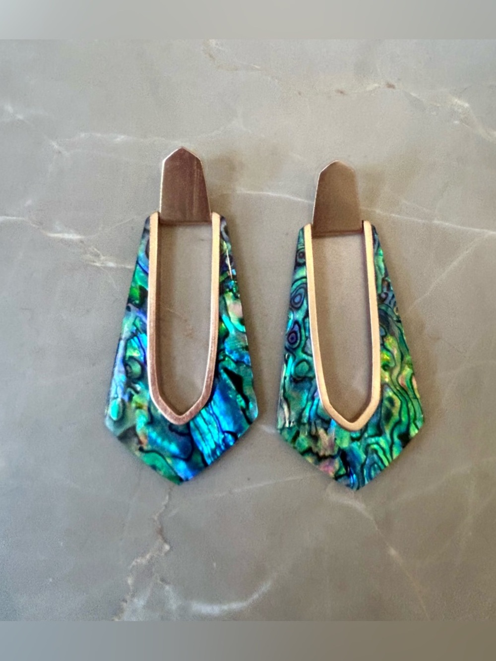 Kendra Scott Iridescent Abalone Shell Drop Earrings with Gold-Tone Frame